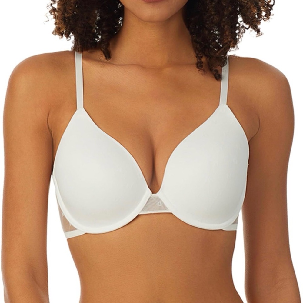NWT DKNY Women's Monogram Mesh Full Coverage Bra sold out color white size 32B/C